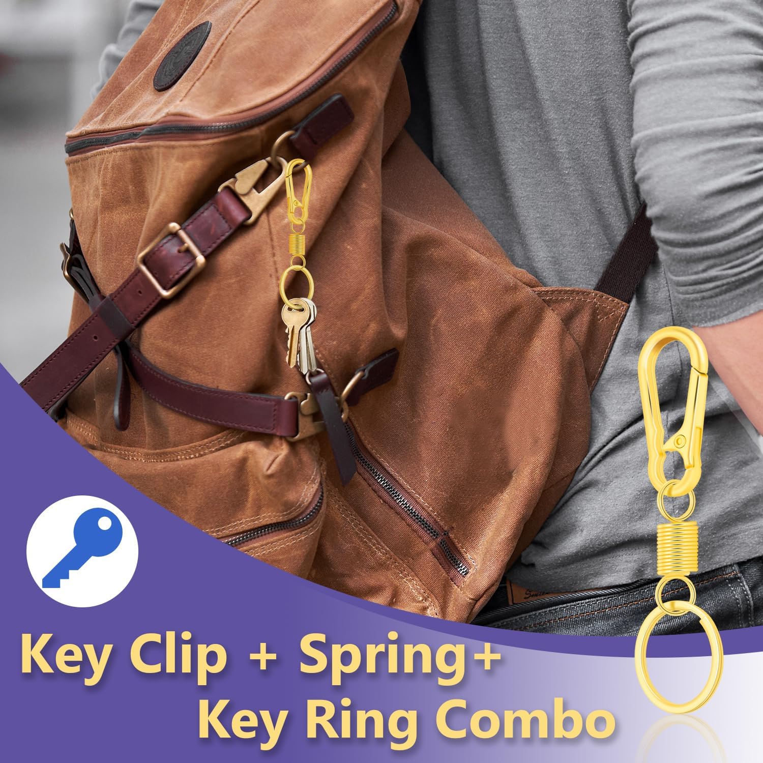 4Pack Small Carabiner Keychain, Spring Keyring Holder Organizer Clips, Metal Snap Hook Clip for Car Key Chain, Keyrings Holder, Purse Hook, Paracord Keychain Lanyard, Men and Women Key Fob Black
