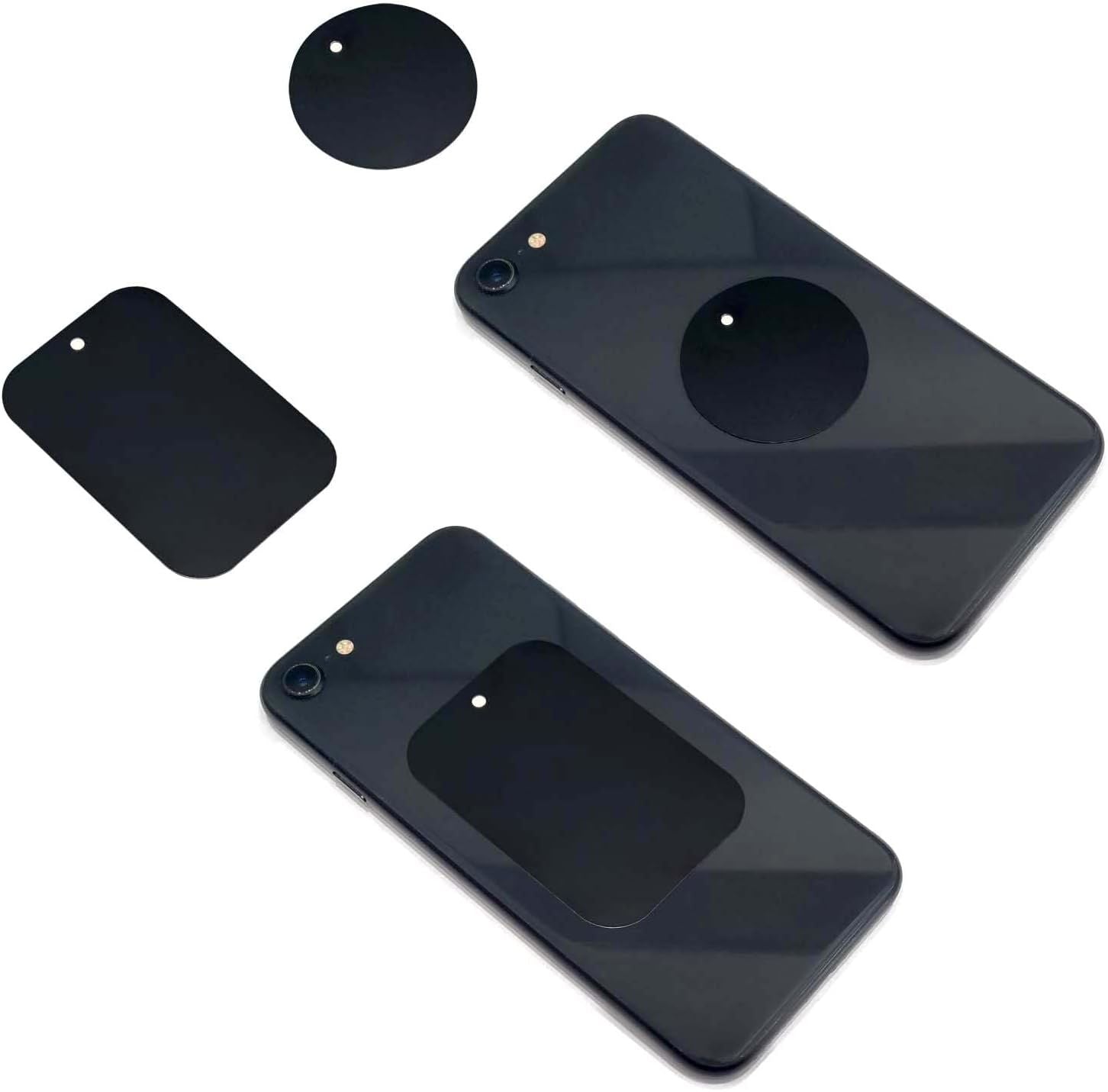 Smartphones Metal Plate 12 Pack for Phone Car Mount Holder Cradle with 3M Adhesive Compatible with Magnetic Mounts - 6 Rectangle and 6 Round, Black