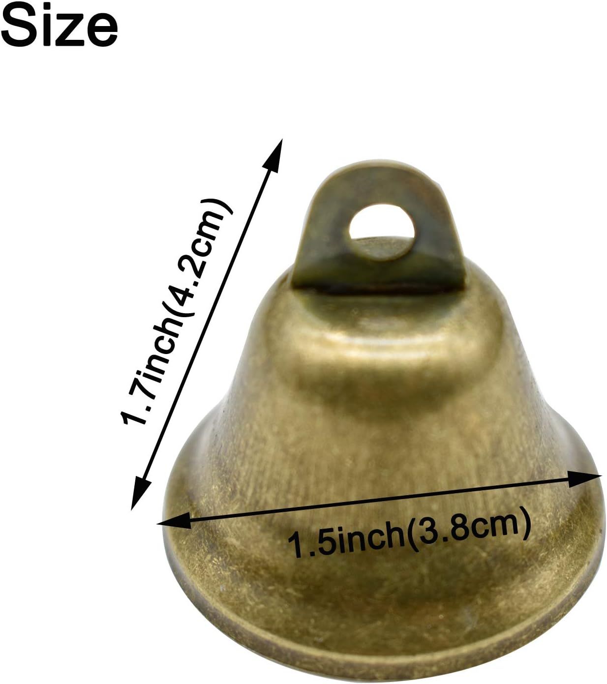 10 PCS Small Jingle Bells Bronze Vintage Mini 1.7"X 1.5" for Dog Potty Training,Dog Door Bell,Wedding, Dog Collar,Christmas Hallowmas Decoration