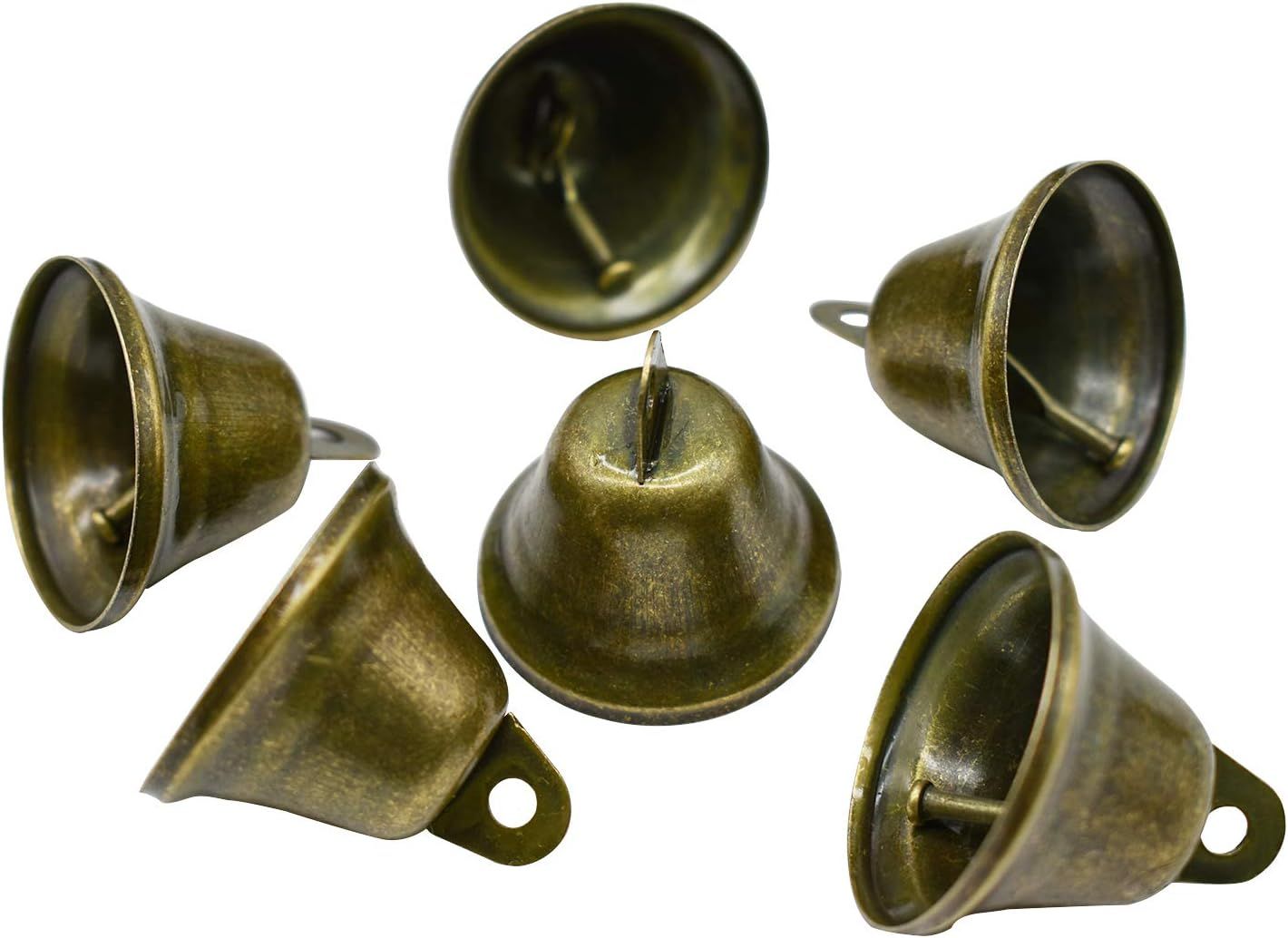 10 PCS Small Jingle Bells Bronze Vintage Mini 1.7"X 1.5" for Dog Potty Training,Dog Door Bell,Wedding, Dog Collar,Christmas Hallowmas Decoration
