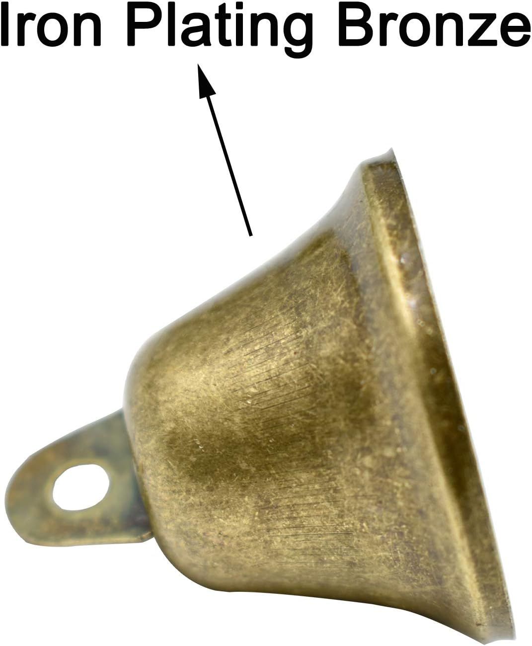 10 PCS Small Jingle Bells Bronze Vintage Mini 1.7"X 1.5" for Dog Potty Training,Dog Door Bell,Wedding, Dog Collar,Christmas Hallowmas Decoration