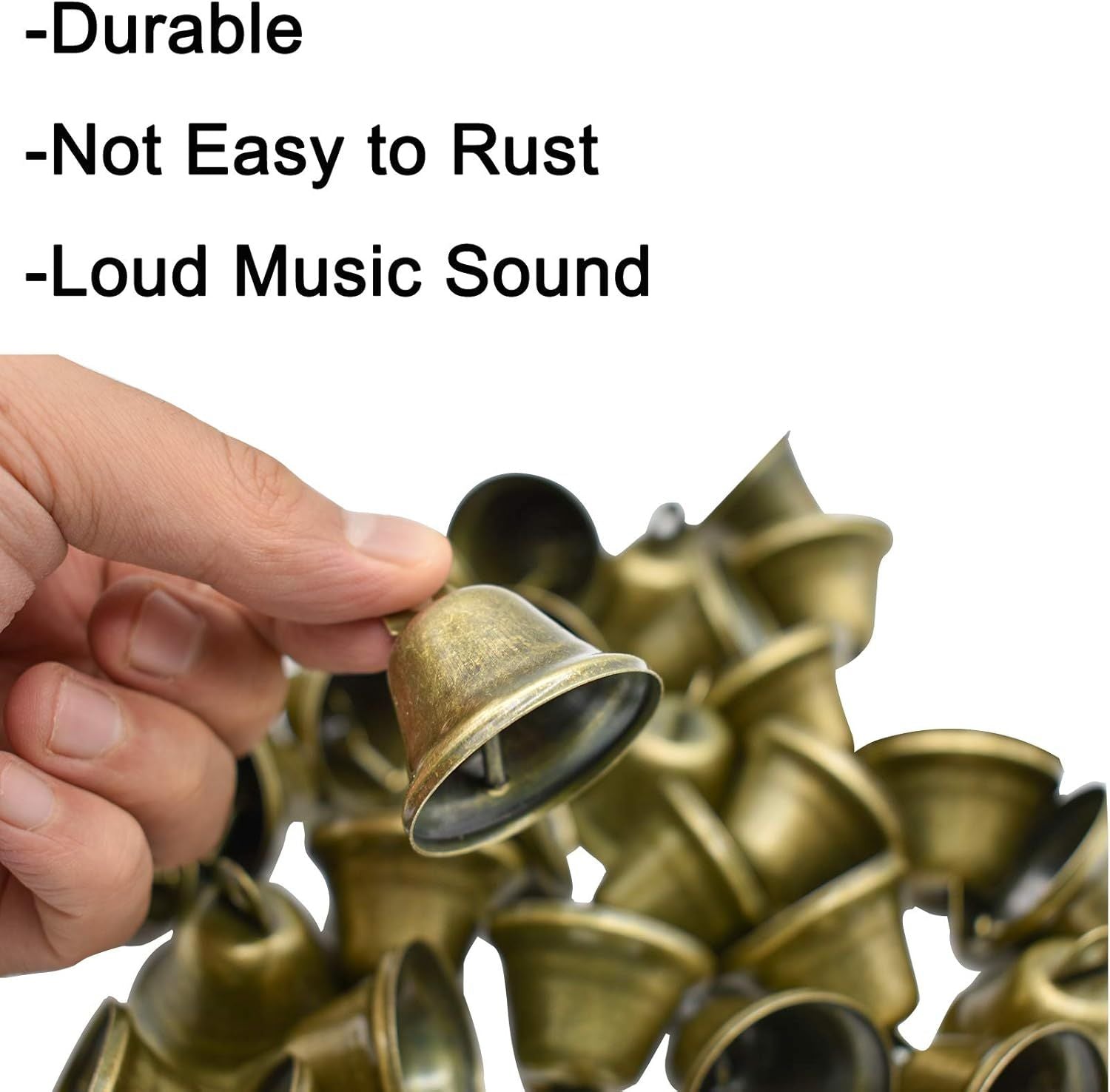 10 PCS Small Jingle Bells Bronze Vintage Mini 1.7"X 1.5" for Dog Potty Training,Dog Door Bell,Wedding, Dog Collar,Christmas Hallowmas Decoration