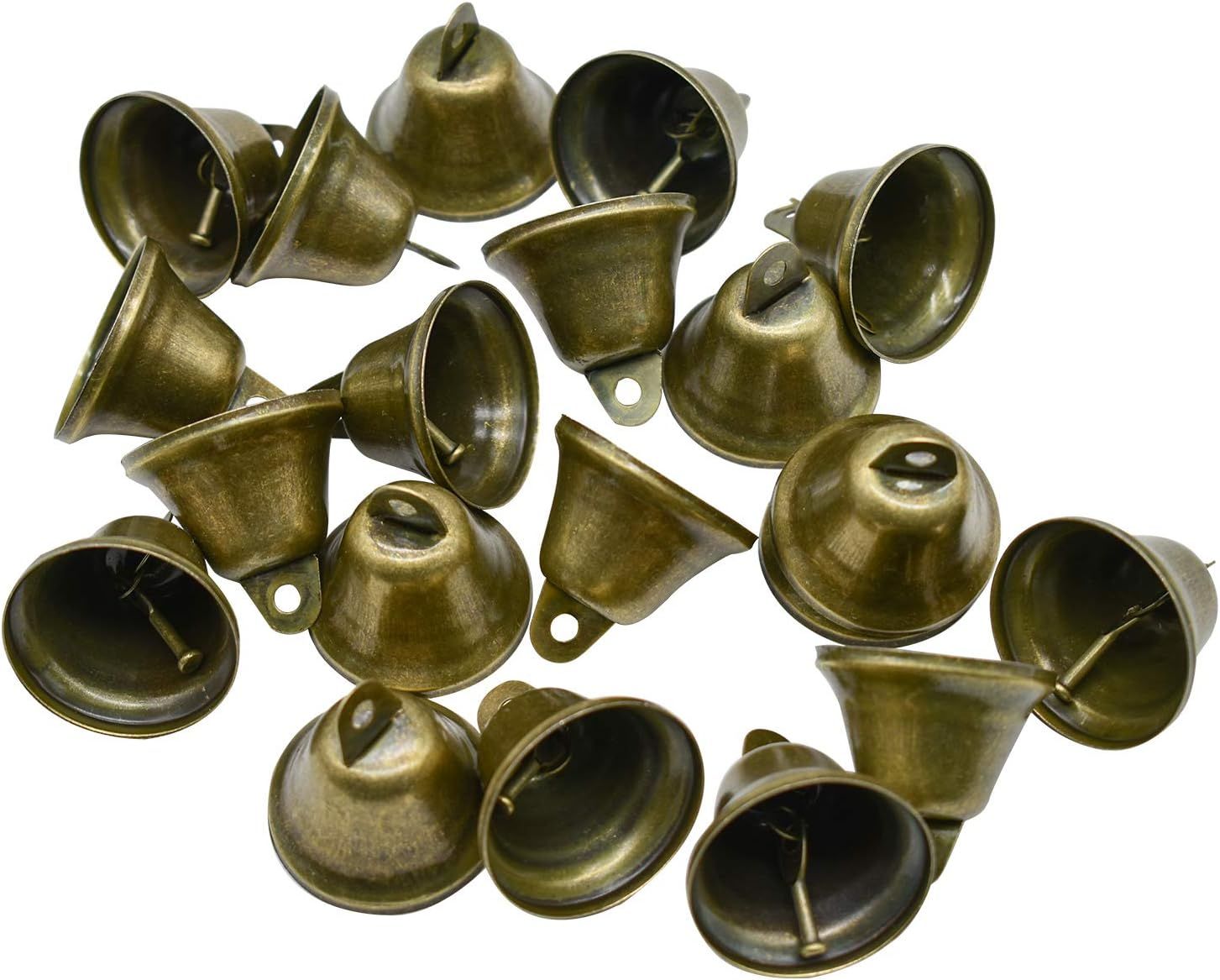 10 PCS Small Jingle Bells Bronze Vintage Mini 1.7"X 1.5" for Dog Potty Training,Dog Door Bell,Wedding, Dog Collar,Christmas Hallowmas Decoration
