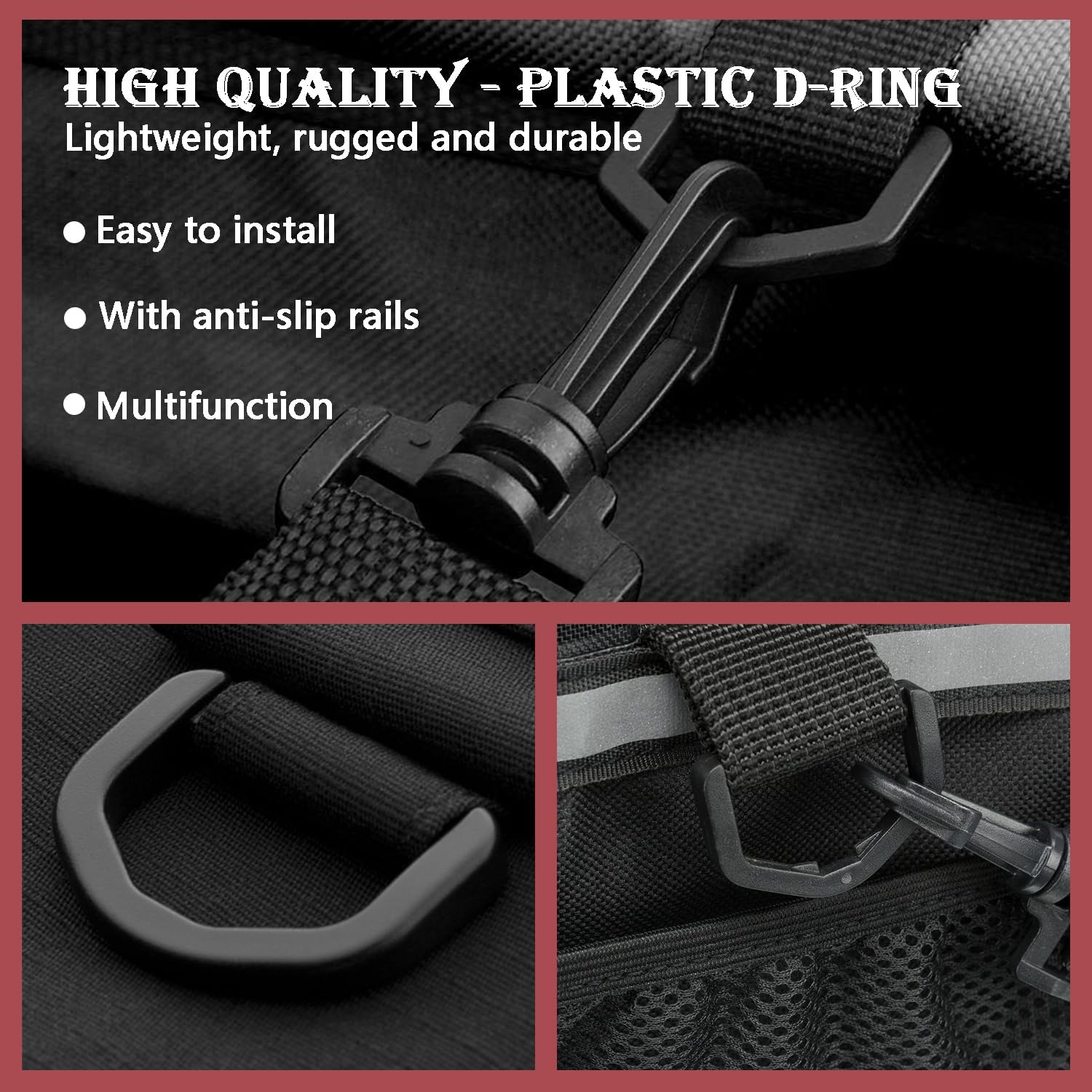 CooBigo 12 Pack D-Rings Plastic Buckle 1" Without Bar D Ring for Webbing Strap Backpack Water Pouche Belt Dog Collar Attachment Point Hardware Black, Regular