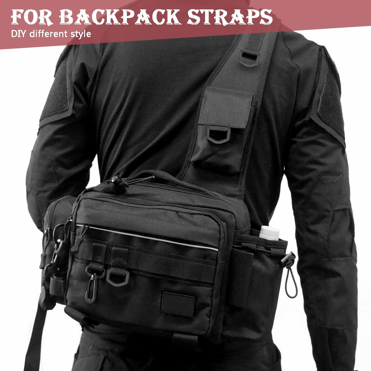 CooBigo 12 Pack D-Rings Plastic Buckle 1" Without Bar D Ring for Webbing Strap Backpack Water Pouche Belt Dog Collar Attachment Point Hardware Black, Regular