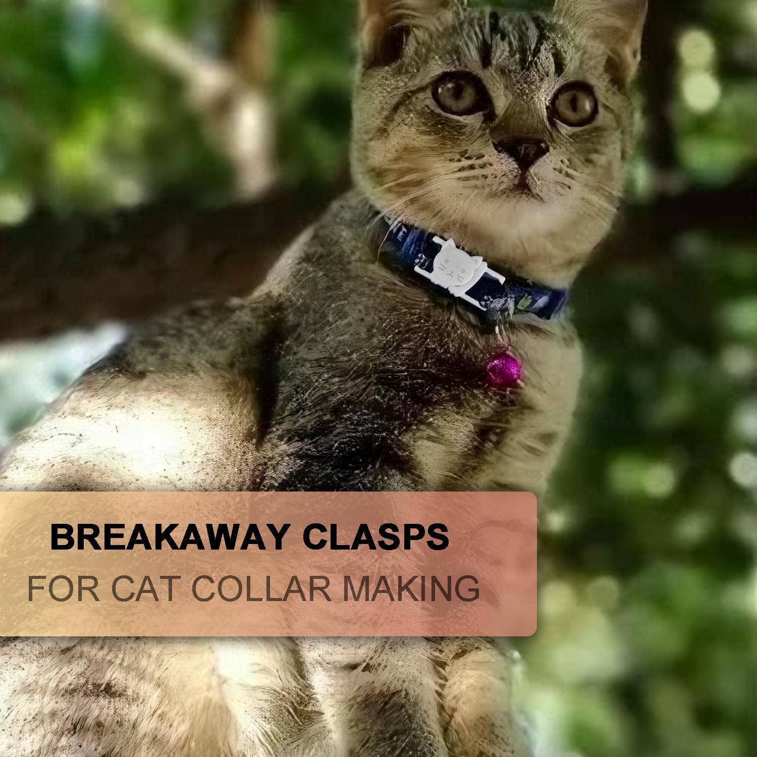 CooBigo 25Pack 3/8" Cat Collar Breakaway Clasps Accessories Plastic Adjustable Buckle Small Pet Supplies for Kitten Collar Straps DIY Cat Stuff White