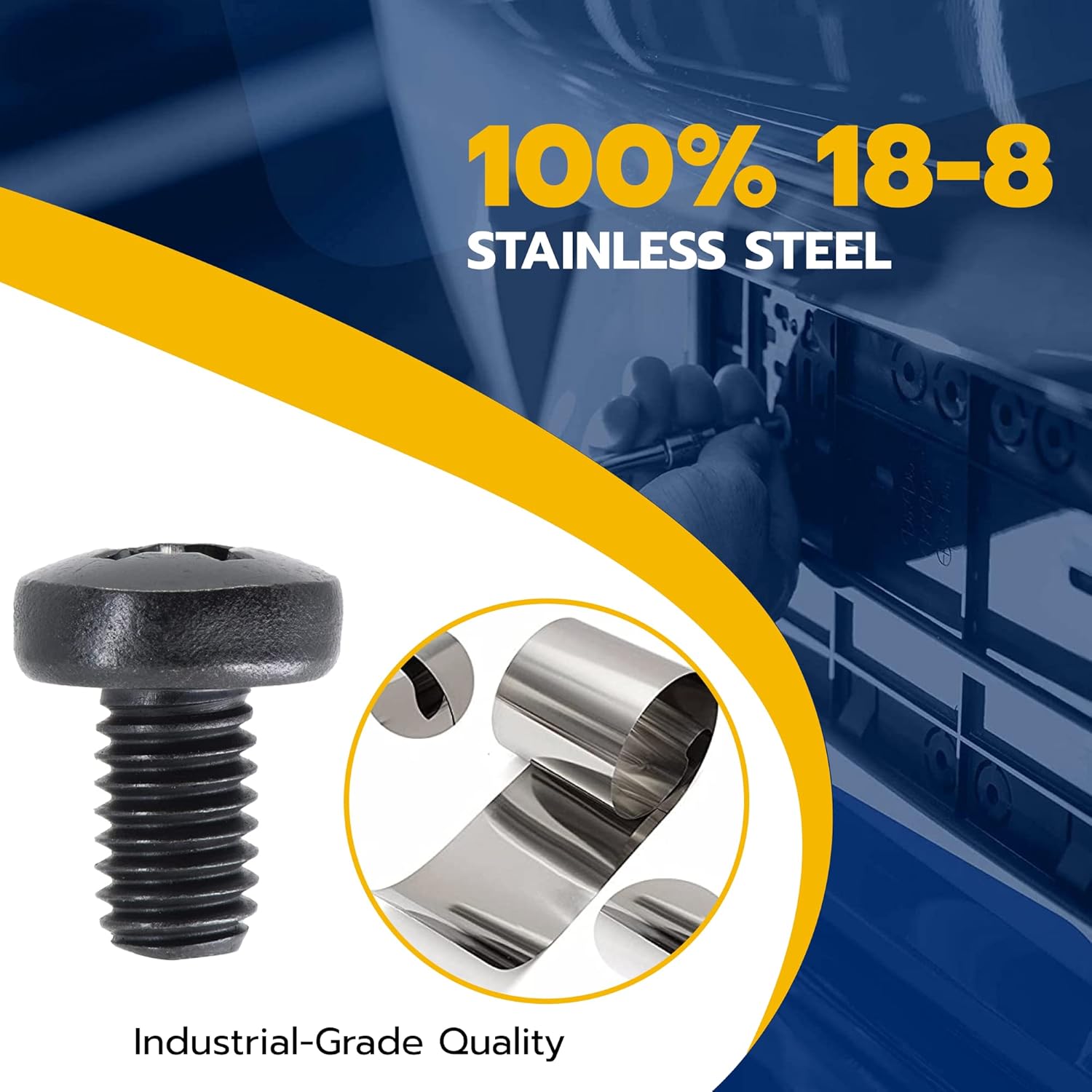 Black License Plate Screws for BMW and Tesla, Phillips Machine Pan Head 18-8, Stainless Steel, M5-0.8 x 6 mm Bolt Pack of 4