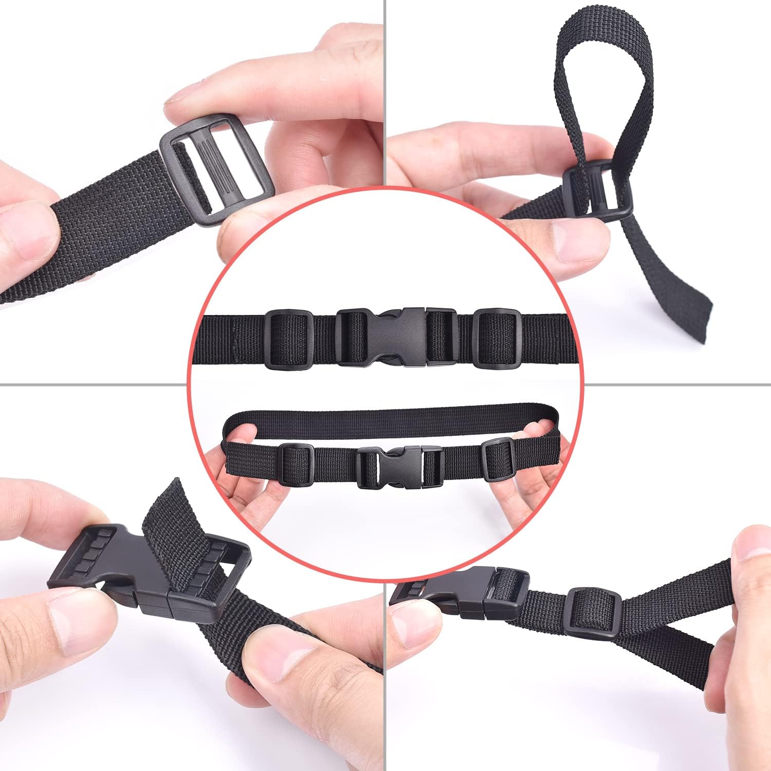 6 Pack 1" Buckle Quick Side Release Buckles Dual Adjustable No Sewing Clips Plastic Buckle Replacement for Nylon Webbing Straps Backpack Belt Dog Collars Inner Diameter 1 Inch