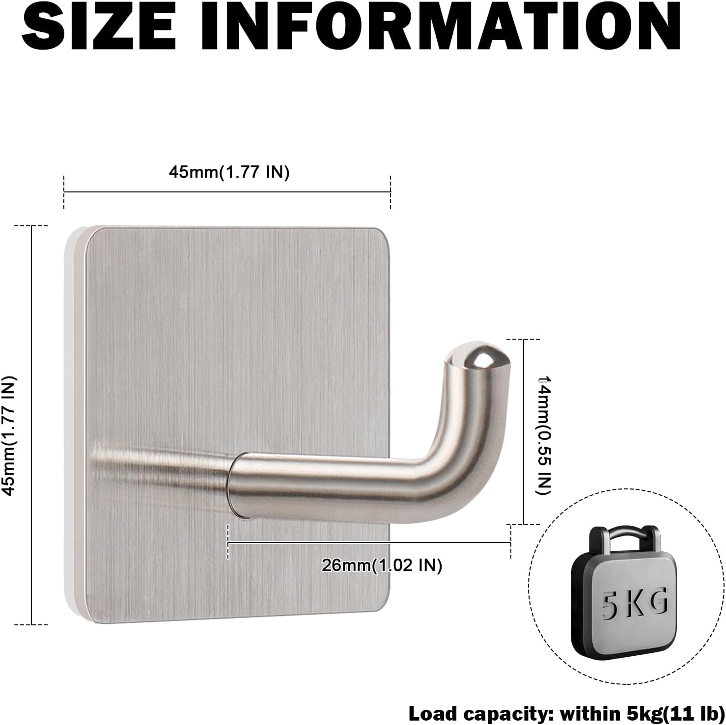 Livabber Adhesive Towel Hooks, 304 Stainless Steel Self Sticky Wall Hooks Waterproof Shower Hooks for Robe/Clothes, No Drilling Towel Hangers for Bathroom Kitchen Bedroom Brushed Nickel, 6 Packs
