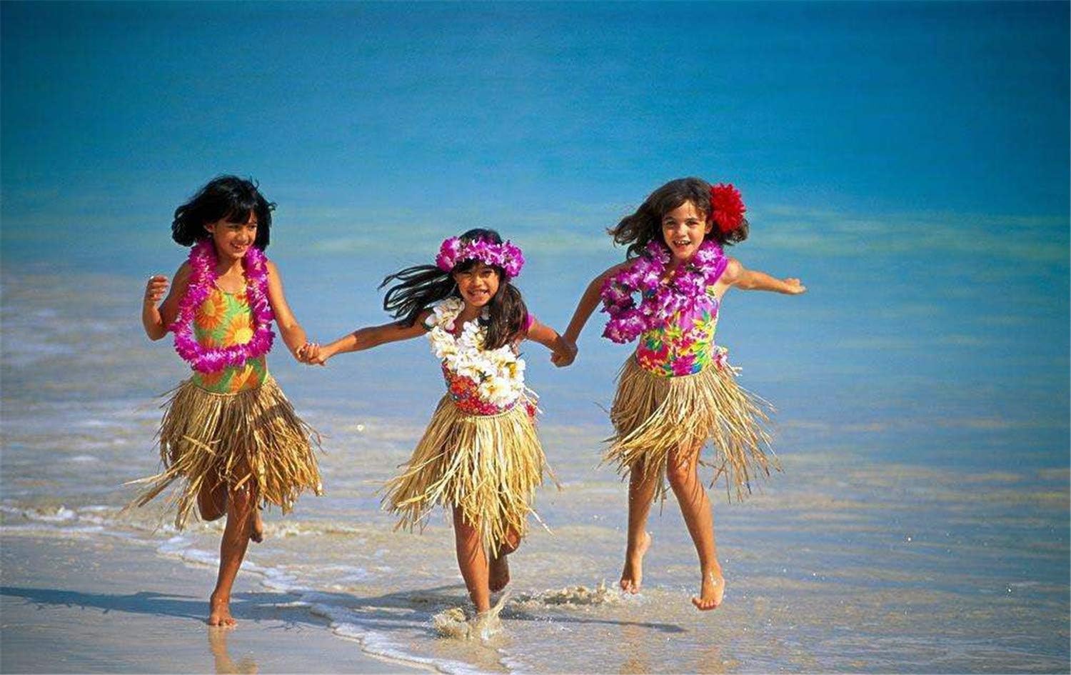 4 Pcs Purple Hawaiian Leis with Green Leaves for Graduation Party, Dance Party, Photo Prop in Outdoors Purple