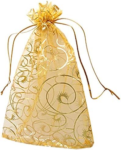 Wedding Favors Small Gift Bags, 100pcs 2.8x3.6 Inch 7x9cm Gold Organza Bags for Party Favor Bags Small Business Candy Bags Mesh Bag Gold, 2.8''x3.6''