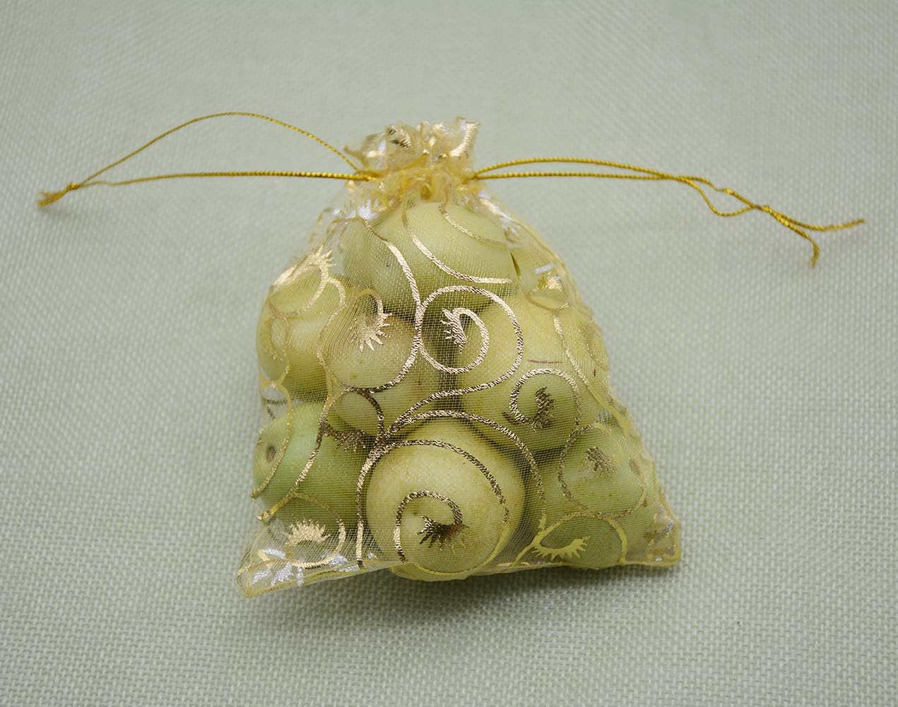 Wedding Favors Small Gift Bags, 100pcs 2.8x3.6 Inch 7x9cm Gold Organza Bags for Party Favor Bags Small Business Candy Bags Mesh Bag Gold, 2.8''x3.6''