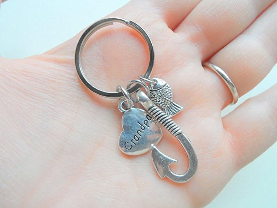 Pack of 50 Alloy Bulk Fish Hook Charms Pendents 13mmx31mm Jewelry Findings for Making Bracelet and Necklace Silver 50pcs