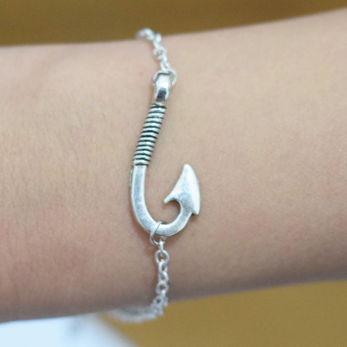 Pack of 50 Alloy Bulk Fish Hook Charms Pendents 13mmx31mm Jewelry Findings for Making Bracelet and Necklace Silver 50pcs