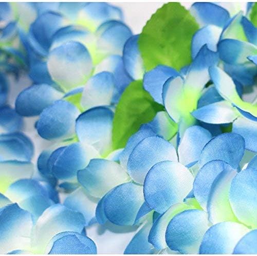 Yansanido 4 Pcs Blue Hawaiian Leis with Green Leaves for Graduation Party, Dance Party, Photo Prop in Outdoors Blue