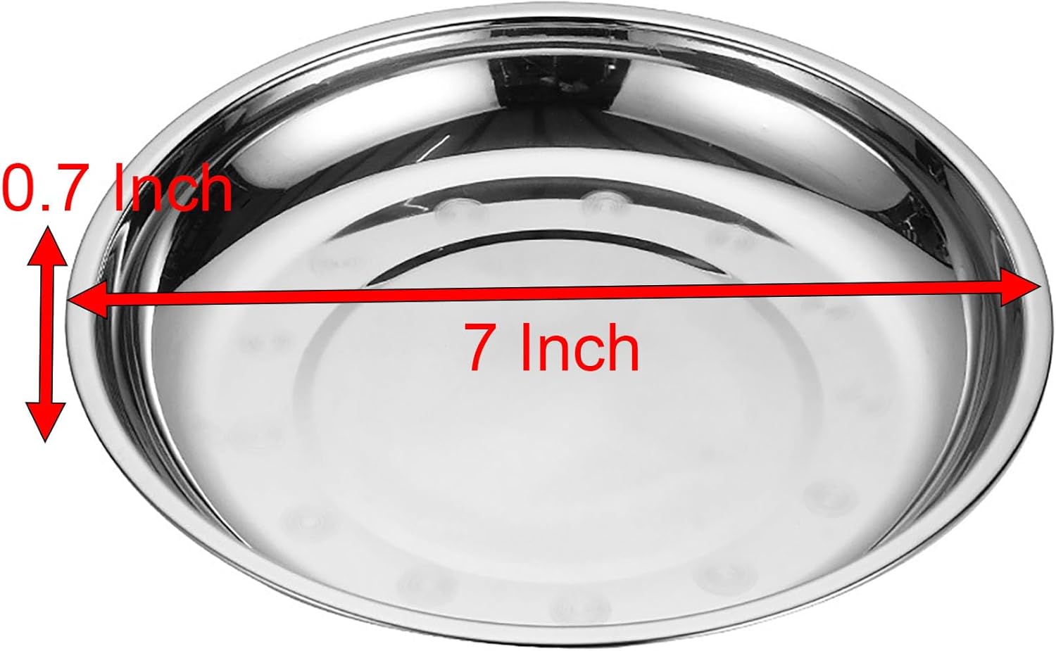 Thin Circular Trinket Tray, 3 Pcs Stainless Steel 7 Inch Diameter Flat Serving Trays for Kitchen, Party and Outdoors 3
