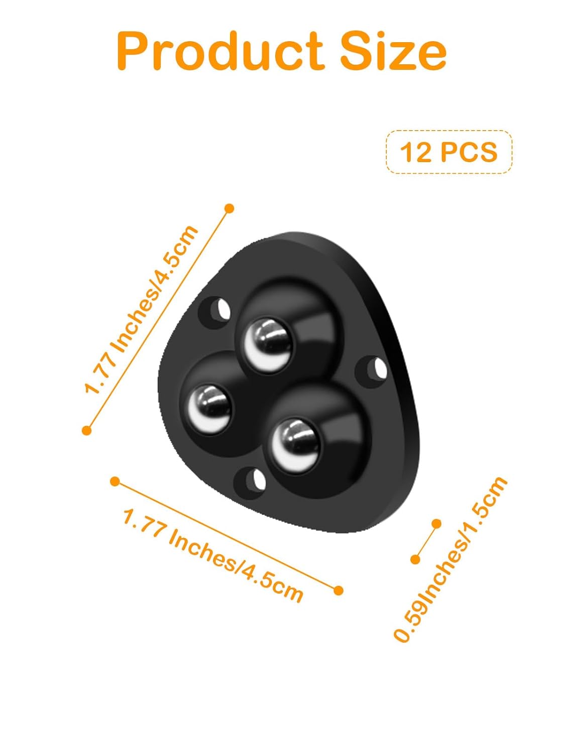 Small Appliance Caster Wheels,12 Pcs Mini Appliance Rollers for Kitchen Appliances Countertop 360°Rotation Self Adhesive Swivel Wheels for Coffee Maker,Storage Bins,Trash Can Black