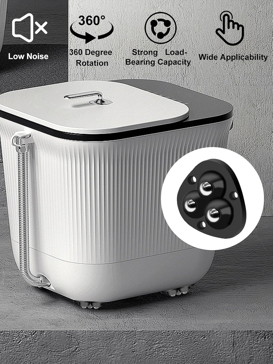 Small Appliance Caster Wheels,12 Pcs Mini Appliance Rollers for Kitchen Appliances Countertop 360°Rotation Self Adhesive Swivel Wheels for Coffee Maker,Storage Bins,Trash Can Black