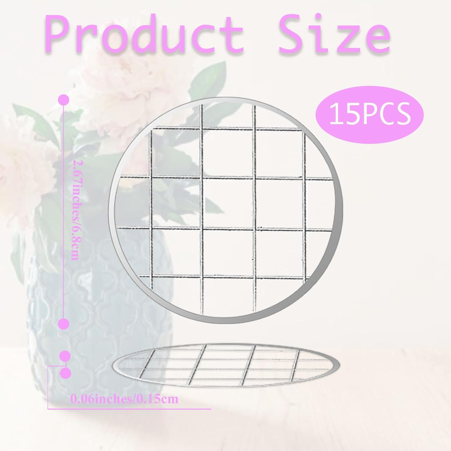 Mason Jar Flower Insert Lid for Regular Mouth,15 Pcs Flower Grid Frog for Arrangement Vase Metal Mason Jar Flower Organizer Lid with Square Grids for Regular Mouth Mason Canning Jars