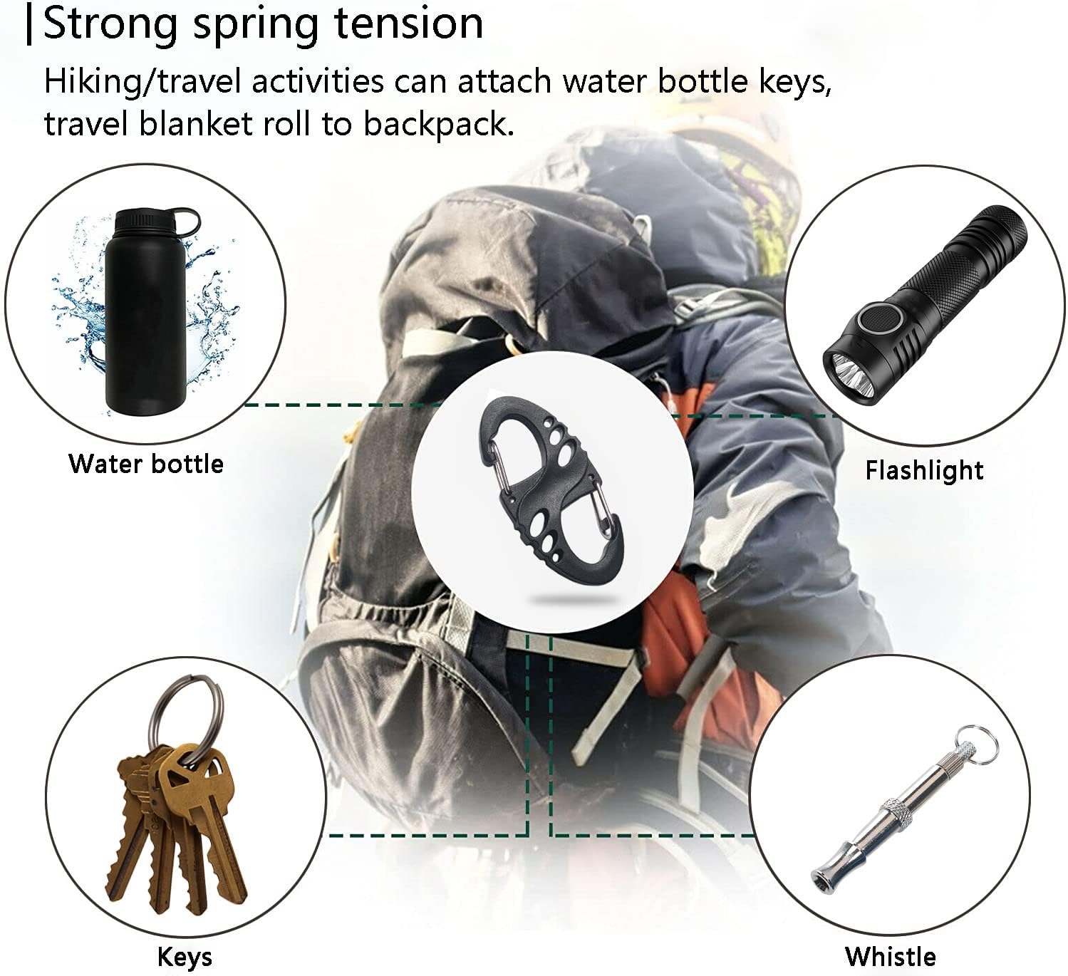 12 Pack 2" Carabiner Clip Plastic S Carabiner Clips Paracord Keychain Hooks for Key Chain Backpacks Bags Zipper Clip Accessories