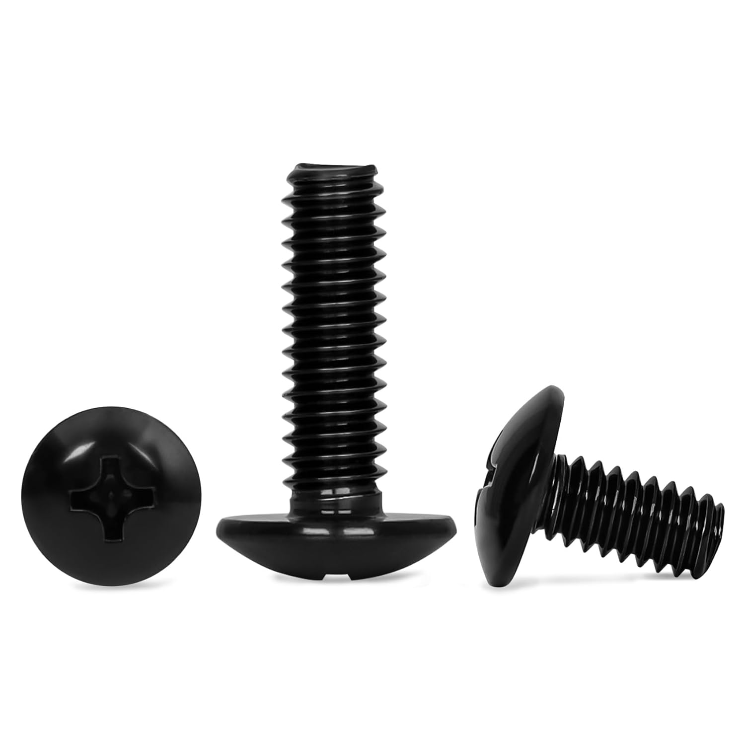 1/4"-20 x 1/2" Truss Head Machine Screws, Full Thread, 304 Stainless Steel Black Finish, 25 PCS