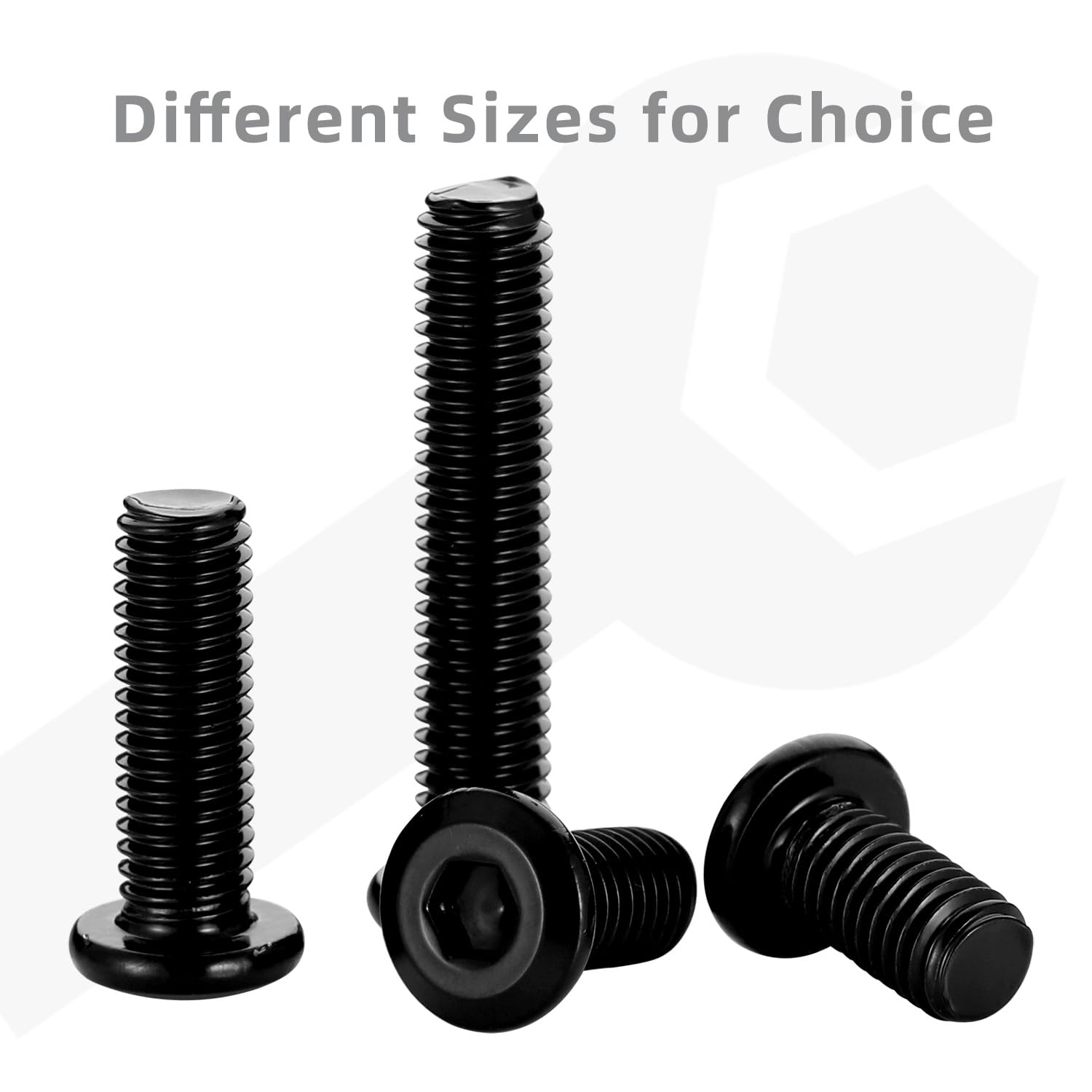 M8 x 12mm Socket Cap Allen Bolts, Flat Round Head Socket Cap Screws, Furniture Screws, Carbon Steel, Full Thread, Black Oxide Finish, 20 PCS