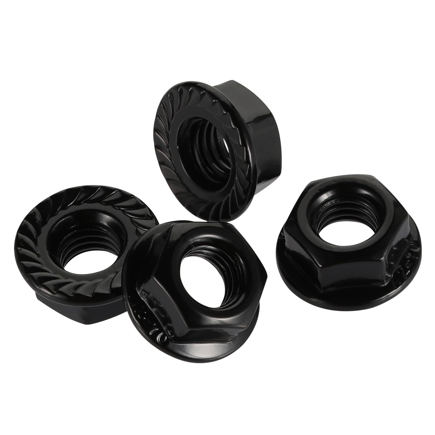 M10-1.5 Serrated Flange Hex Nuts Flanged Locknuts, 304 Stainless Steel 18-8, Black Finish, Pack of 25