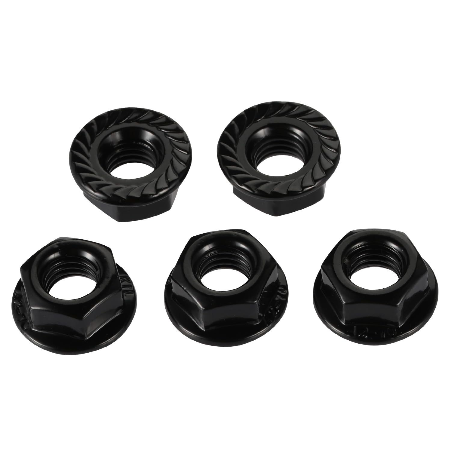 M10-1.5 Serrated Flange Hex Nuts Flanged Locknuts, 304 Stainless Steel 18-8, Black Finish, Pack of 25