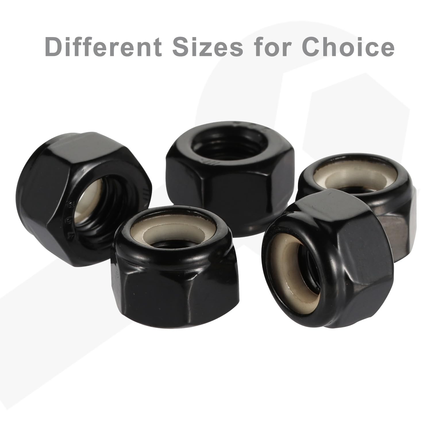 #8-32 Nylon Insert Hex Lock Nut Stainless Locknuts, 304 Stainless Steel 18-8 Black Finish, Pack of 50