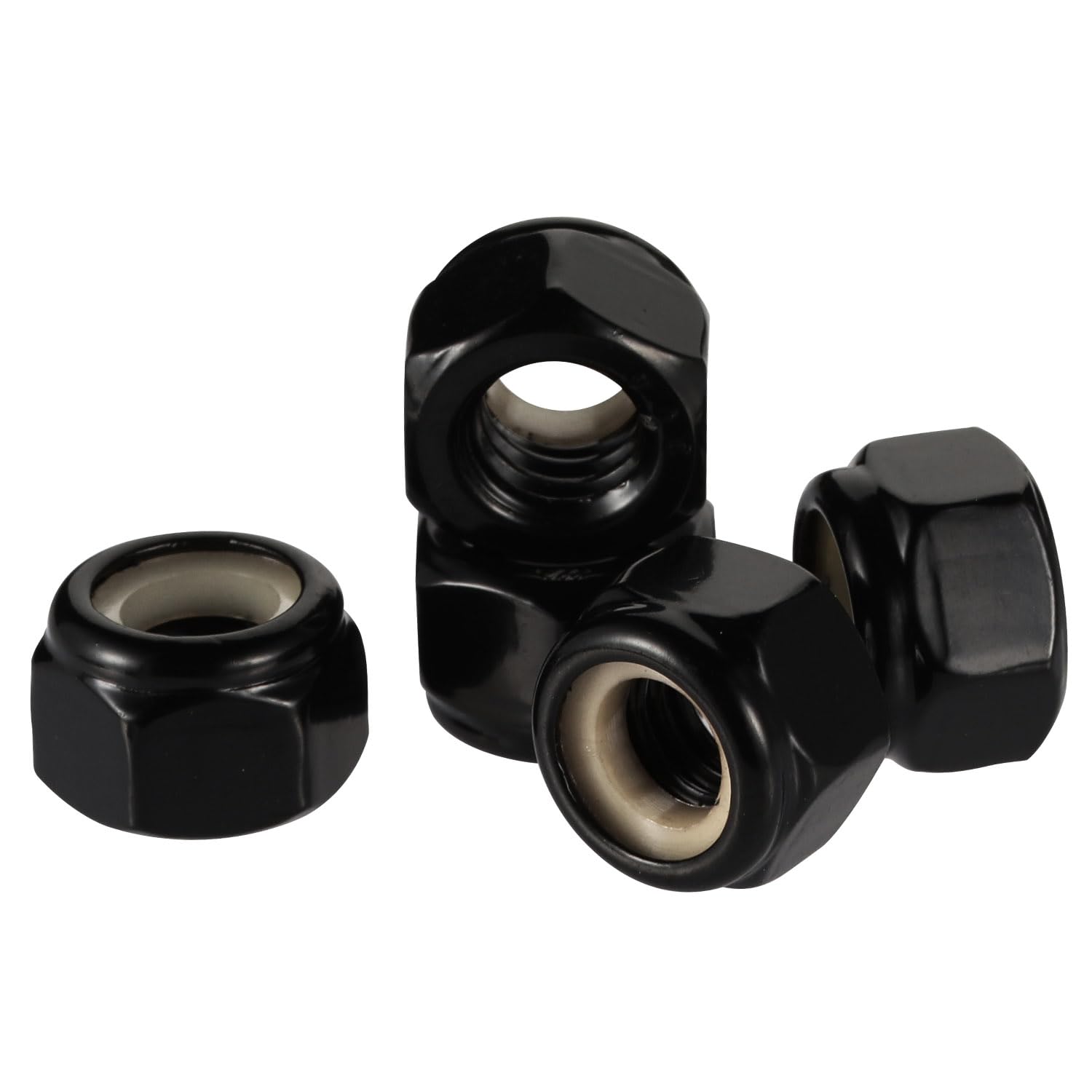 #8-32 Nylon Insert Hex Lock Nut Stainless Locknuts, 304 Stainless Steel 18-8 Black Finish, Pack of 50