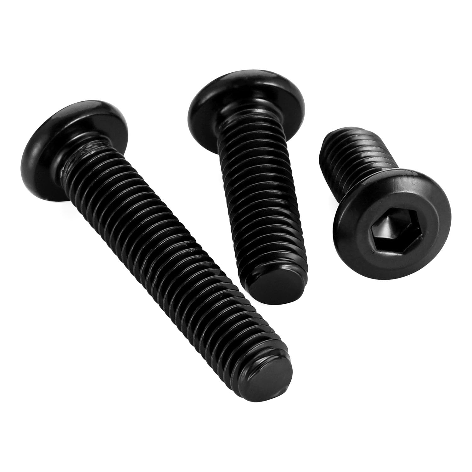 1/4-20 x 1/2" Flat Round Socket Screws Connector Bolts for Furniture, Stainless Steel 304 Black Finish, Full Thread, 25 PCS