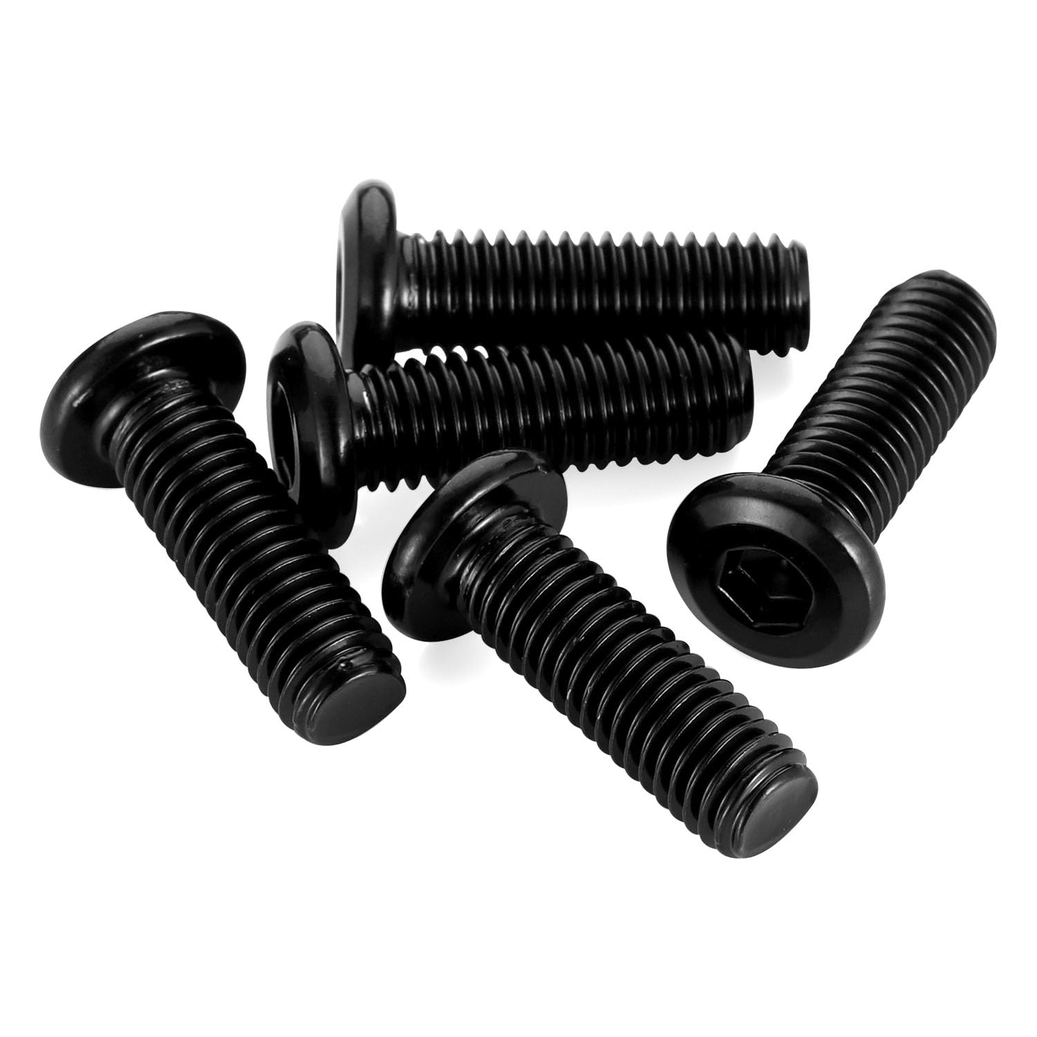 1/4-20 x 1/2" Flat Round Socket Screws Connector Bolts for Furniture, Stainless Steel 304 Black Finish, Full Thread, 25 PCS