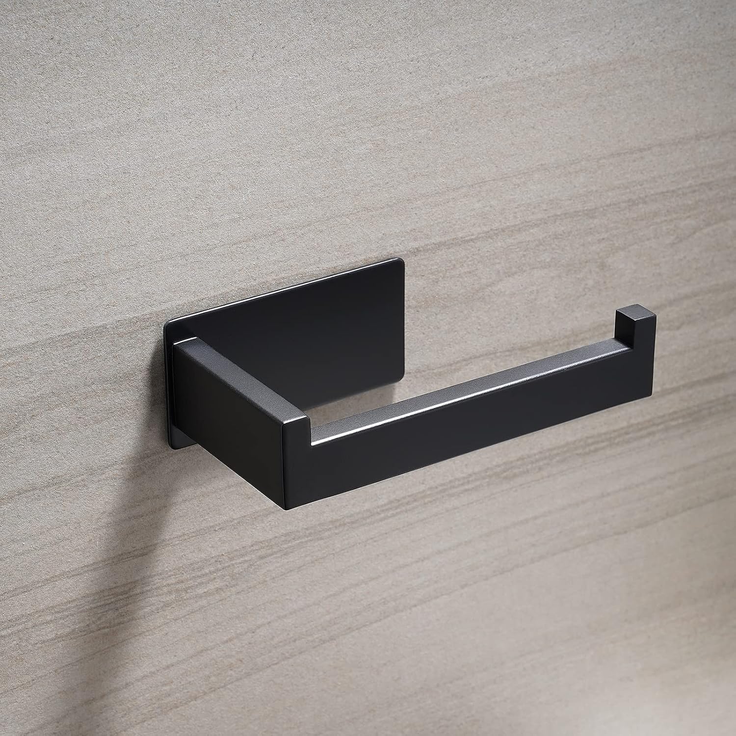 Toilet Paper Holder, Adhesive Toilet Paper Roll Holder, SUS304 Stainless Steel Rustproof Wall for Bathroom, Kitchen and Washroom, Black