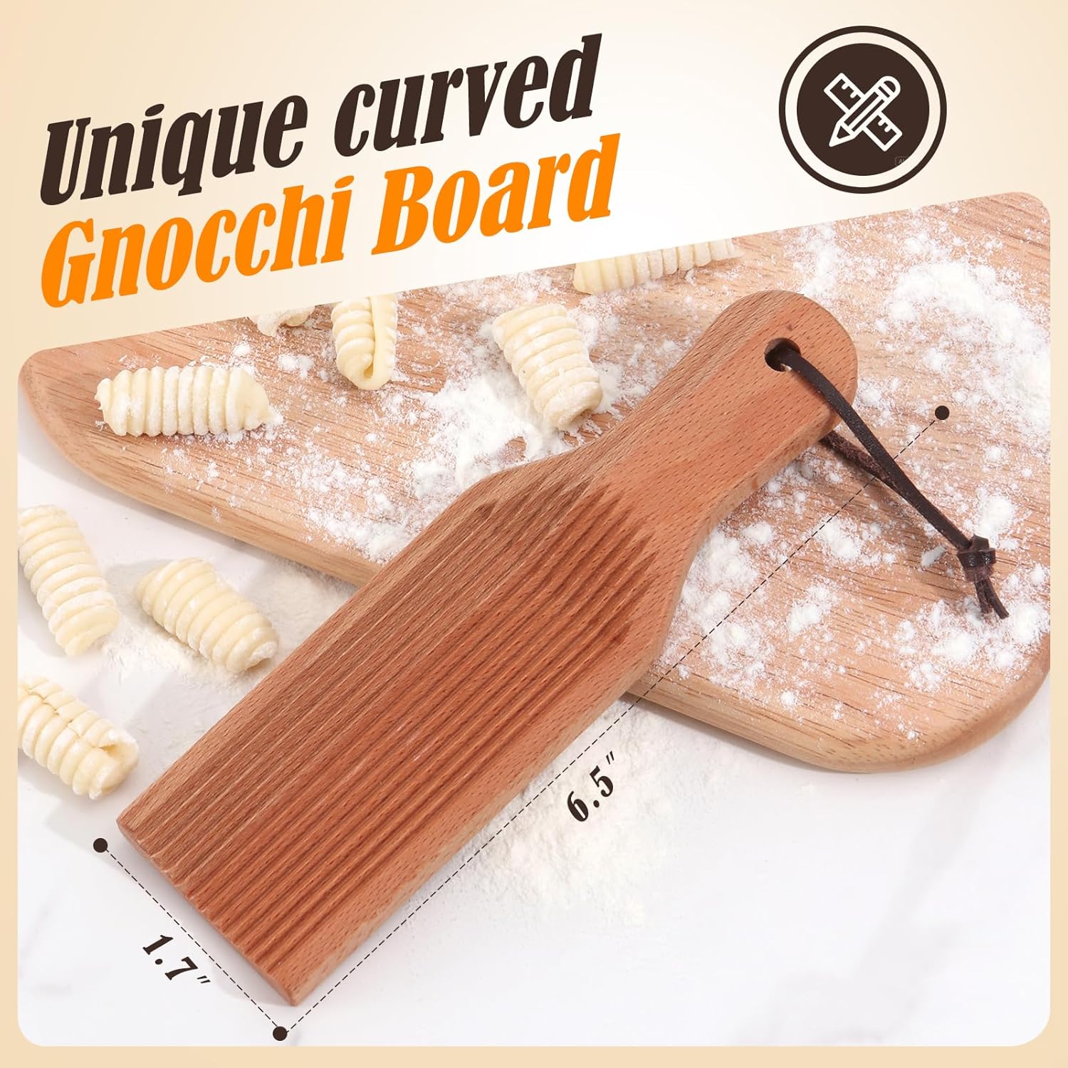Gnocchi Board, Wood Pasta Board Paddle Homemade Gnocchi Maker, Easy to Use and Clean Pasta Making Tools for Home Kitchen Cooking