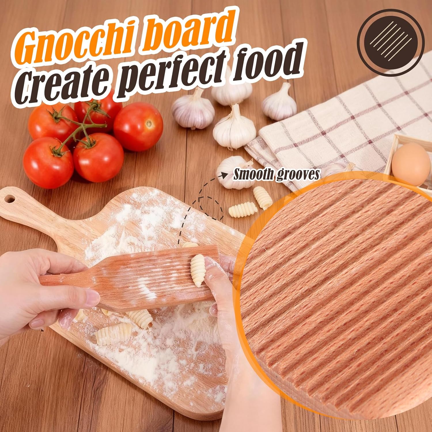 Gnocchi Board, Wood Pasta Board Paddle Homemade Gnocchi Maker, Easy to Use and Clean Pasta Making Tools for Home Kitchen Cooking