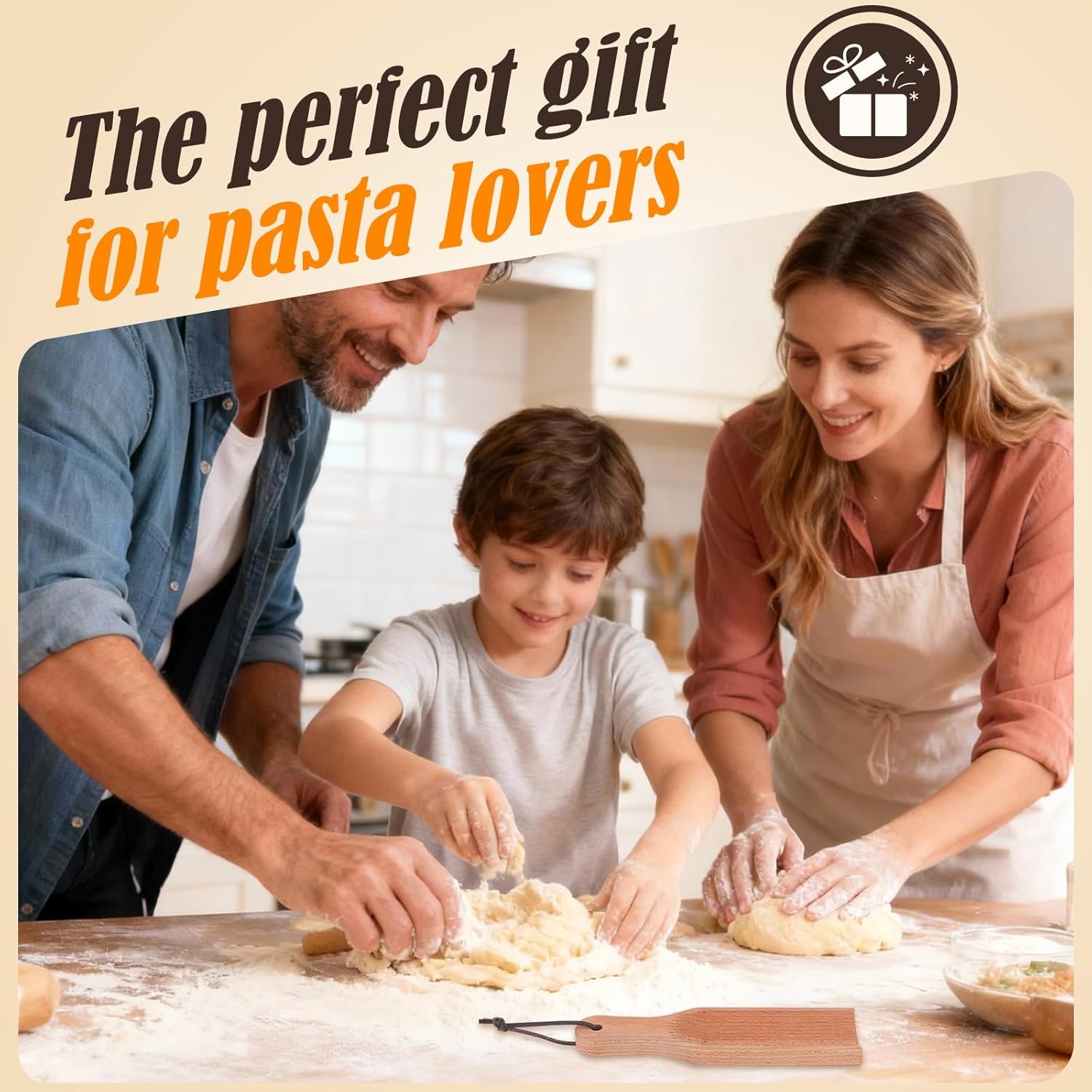 Gnocchi Board, Wood Pasta Board Paddle Homemade Gnocchi Maker, Easy to Use and Clean Pasta Making Tools for Home Kitchen Cooking