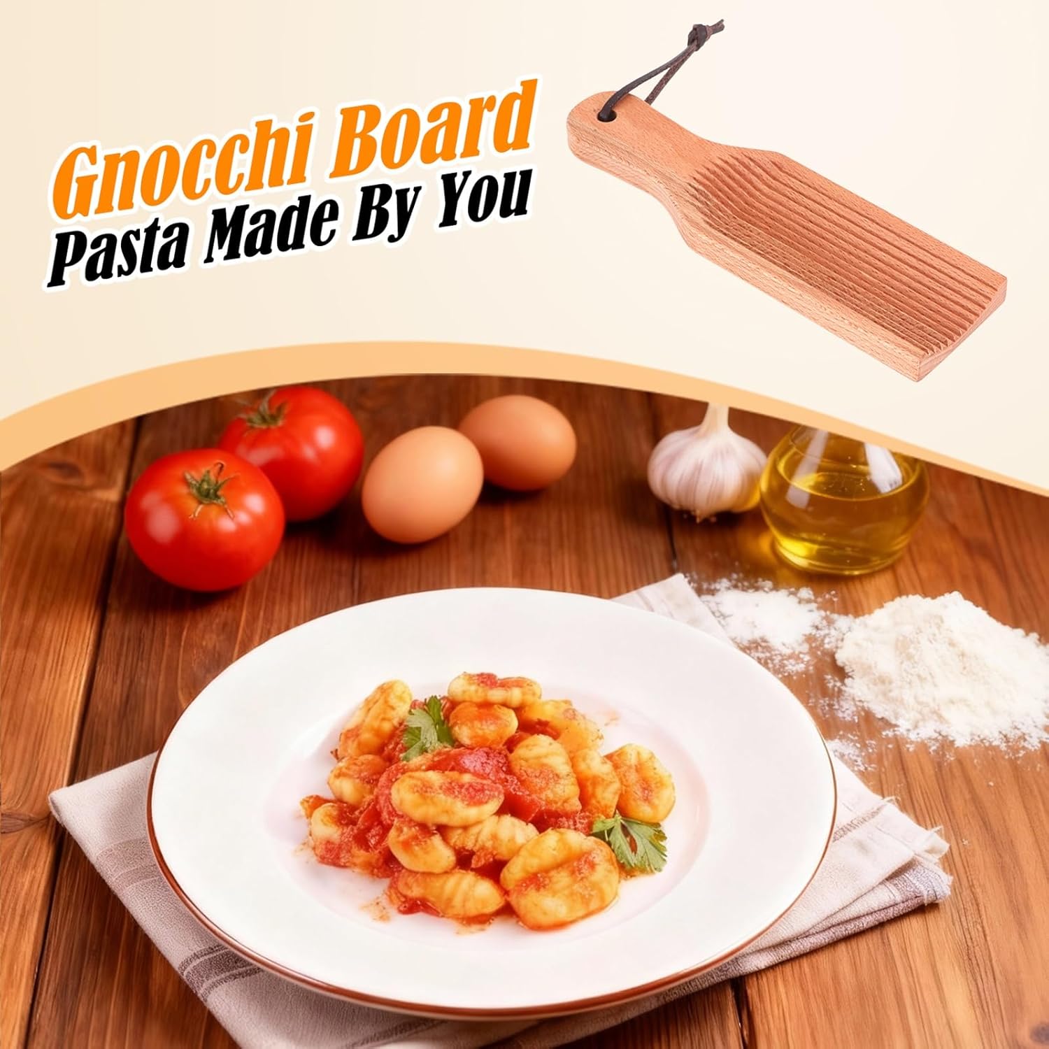 Gnocchi Board, Wood Pasta Board Paddle Homemade Gnocchi Maker, Easy to Use and Clean Pasta Making Tools for Home Kitchen Cooking