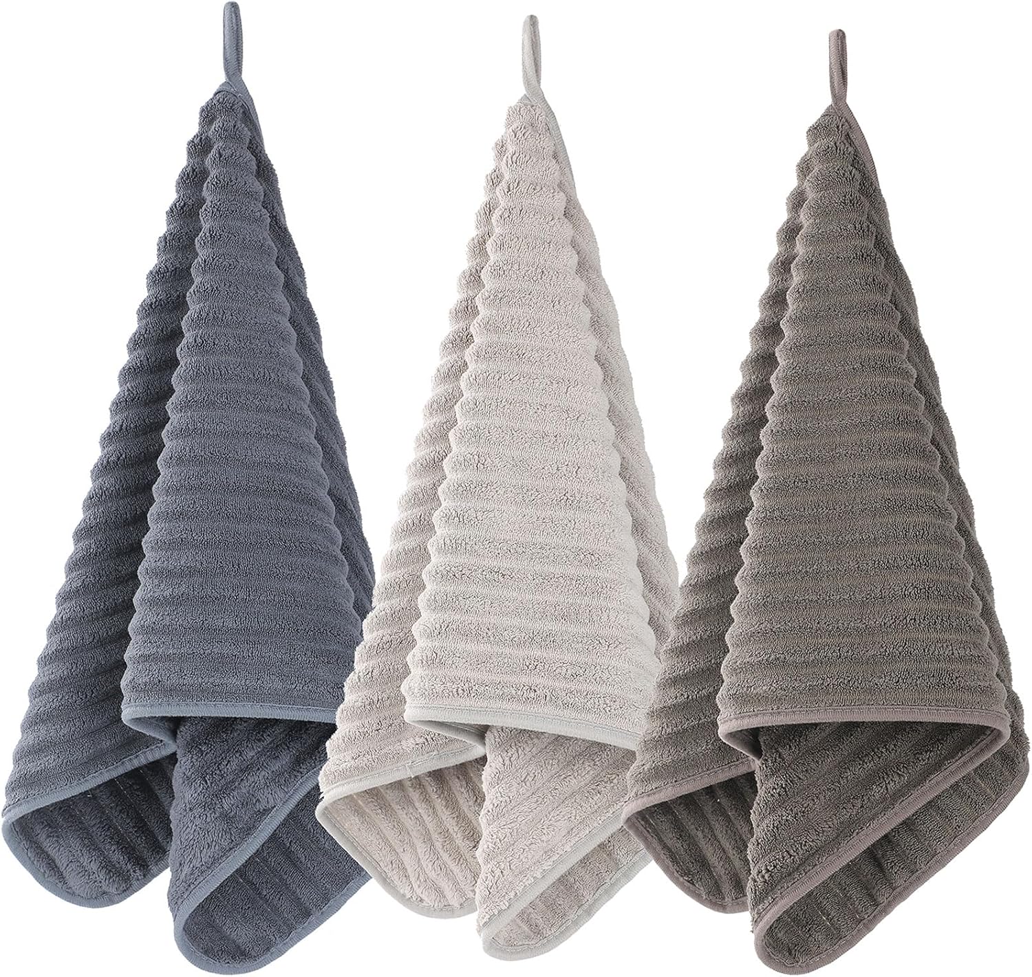 Luxury 3-Piece Quick-Dry Small Bath Towel Set – Ultra Soft Microfiber Hand Towels for Bathroom, Bar, Pool, Gym & Travel – Elegant Twill Design 14”x 29.6”