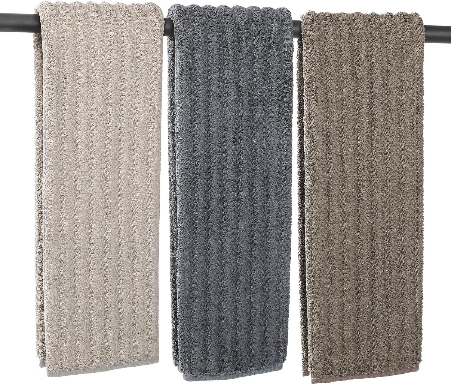 Luxury 3-Piece Quick-Dry Small Bath Towel Set – Ultra Soft Microfiber Hand Towels for Bathroom, Bar, Pool, Gym & Travel – Elegant Twill Design 14”x 29.6”