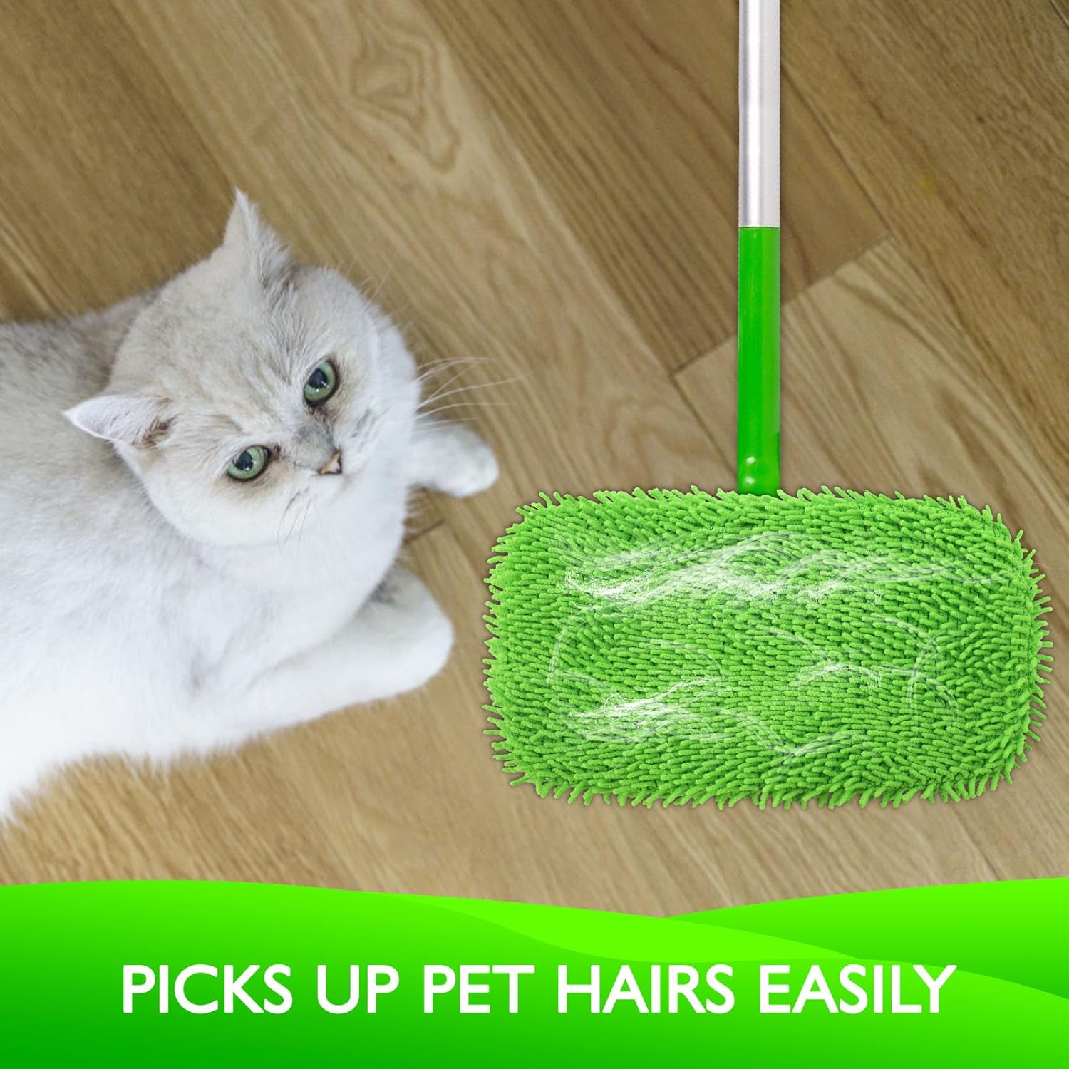 Reusable Microfiber Mop Pads Compatible with Swiffer Sweeper- 4 Pack Dry Sweeping Cloths & Wet Mopping Cloths - Chenille Washable Wet Pads Refill for Mopping Floors Mop is not Included
