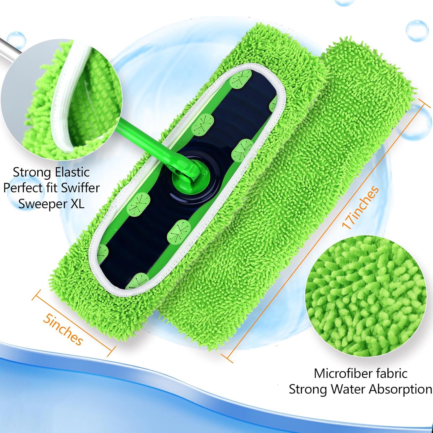 Reusable Microfiber Pads for Swiffer XL Mop - 2 Pack XL Dry Sweeping Cloths & Wet Pads Refills - X-Large Heavy Duty Mopping Cloths for Floor Mopping and Sweeping Mop is Not Included