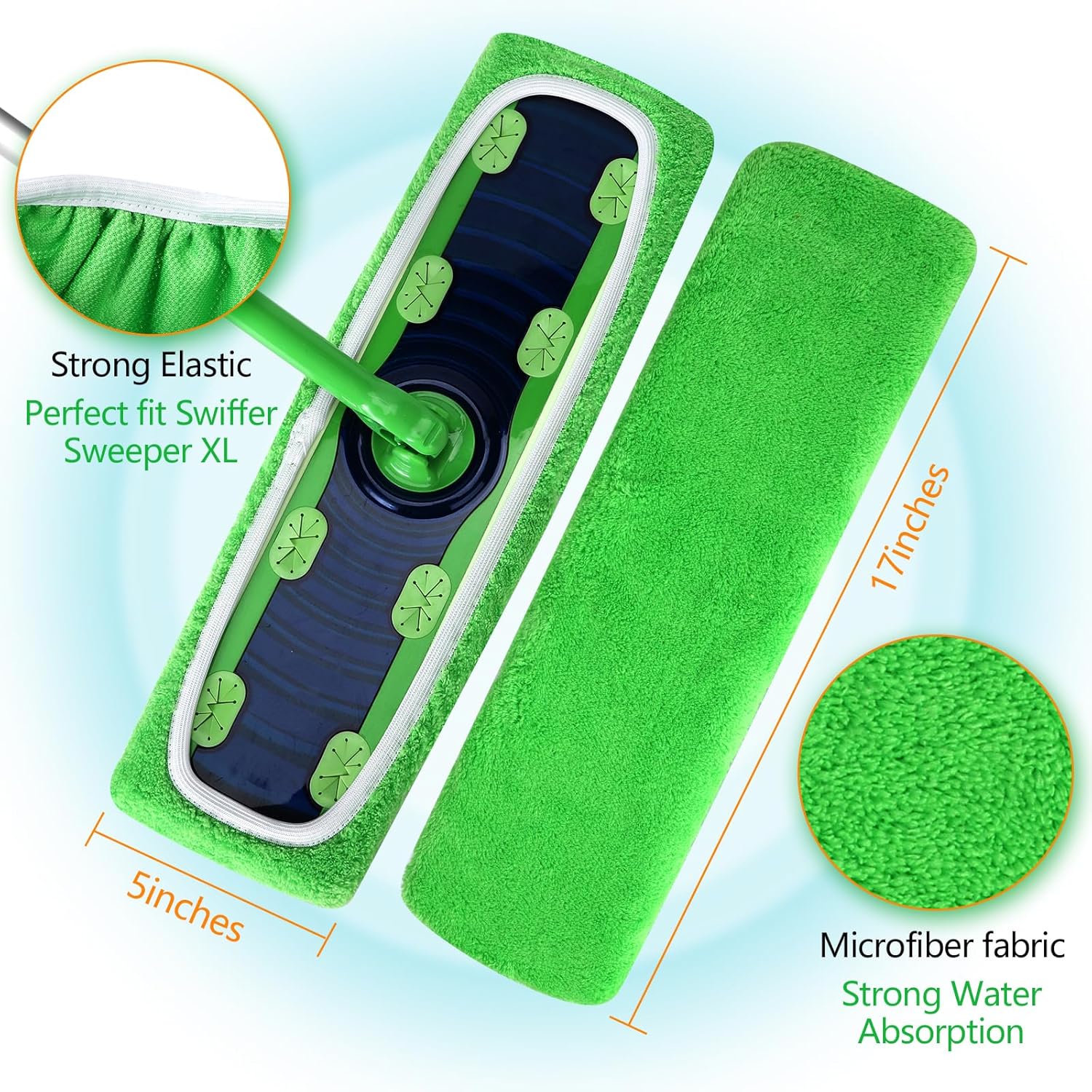 Reusable Microfiber Mop Pads for Swiffer - XL Dry Sweeping Cloths & Wet Pads Refills - Heavy Duty Mopping Cloths for Floor Mopping and Sweeping, 4 Pack