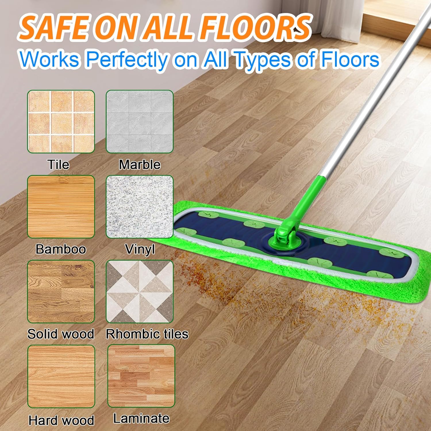 Reusable Microfiber Mop Pads for Swiffer - XL Dry Sweeping Cloths & Wet Pads Refills - Heavy Duty Mopping Cloths for Floor Mopping and Sweeping, 4 Pack