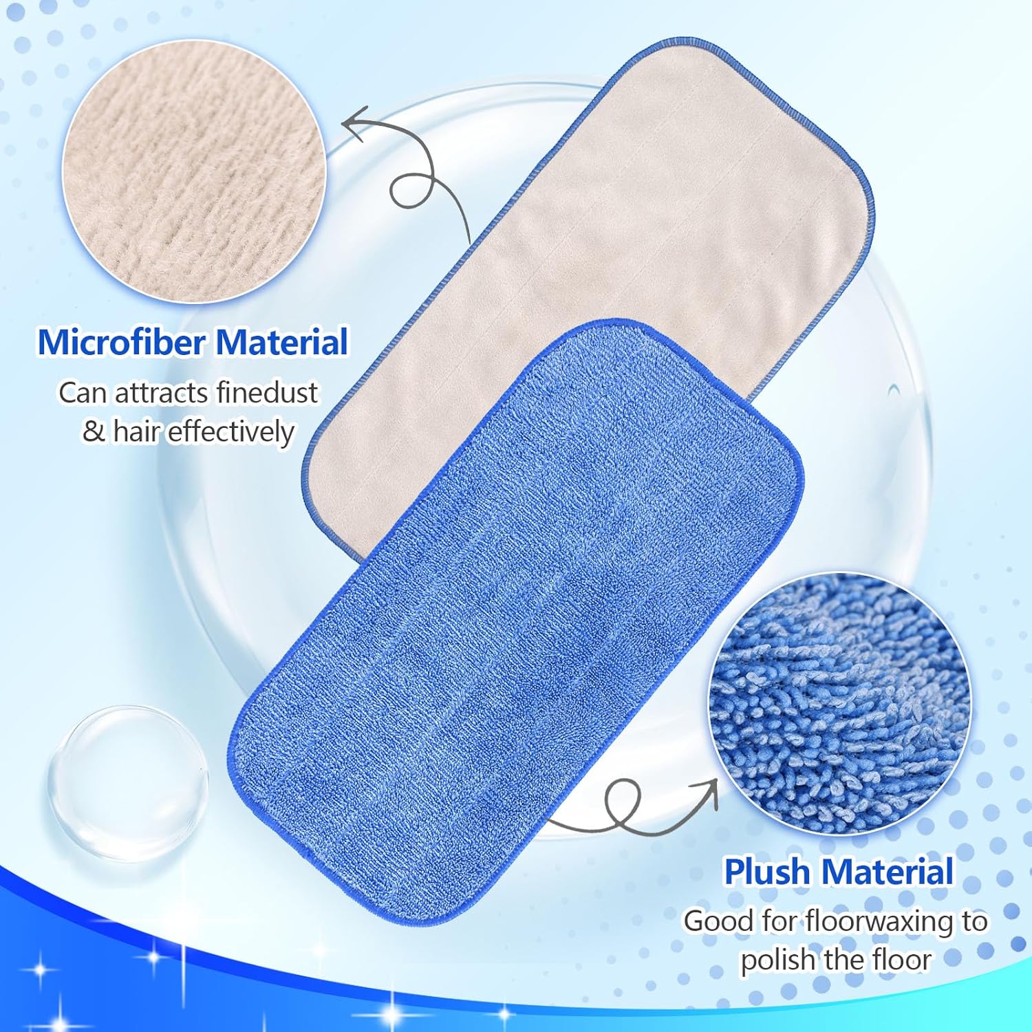 Microfiber Cleaning Cloth Compatible with MR SIGA Professional Microfiber Mop - Professional Reusable Flat Mop Refills - Mop Pads Replacement for Hardwood Cleaning 4 Pack