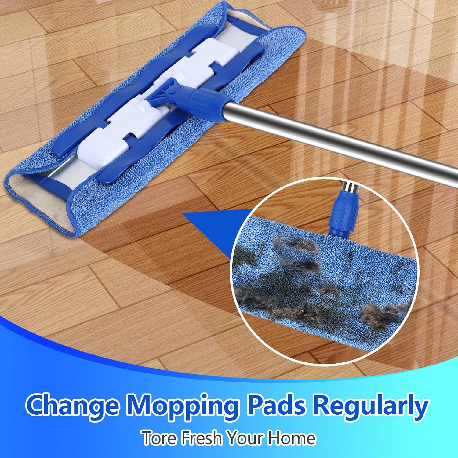 Microfiber Cleaning Cloth Compatible with MR SIGA Professional Microfiber Mop - Professional Reusable Flat Mop Refills - Mop Pads Replacement for Hardwood Cleaning 4 Pack