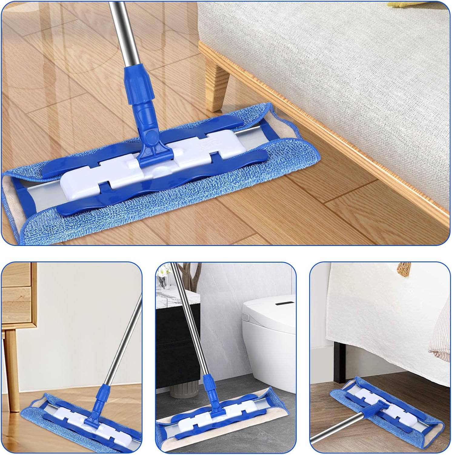 Microfiber Cleaning Cloth Compatible with MR SIGA Professional Microfiber Mop - Professional Reusable Flat Mop Refills - Mop Pads Replacement for Hardwood Cleaning 4 Pack