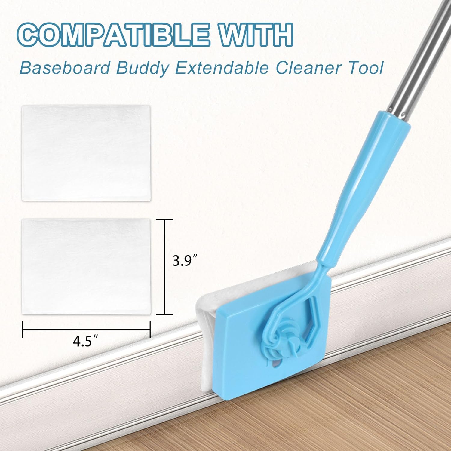 10 Pack Reusable Pad Refills Compatible with Baseboard Cleaner Tool - Microfiber Replacement Pads for Wet & Dry Use Mop NOT Included