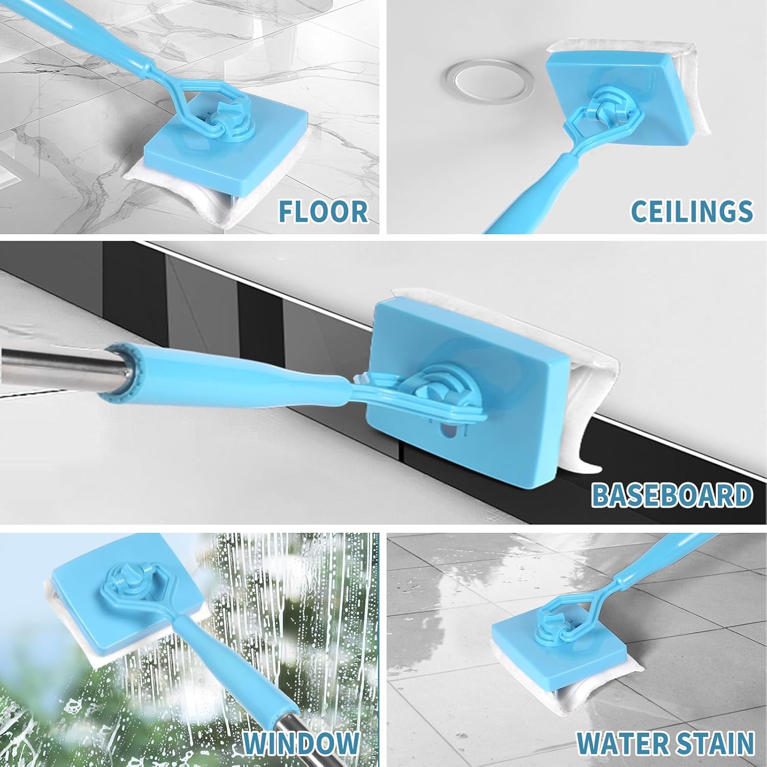 10 Pack Reusable Pad Refills Compatible with Baseboard Cleaner Tool - Microfiber Replacement Pads for Wet & Dry Use Mop NOT Included