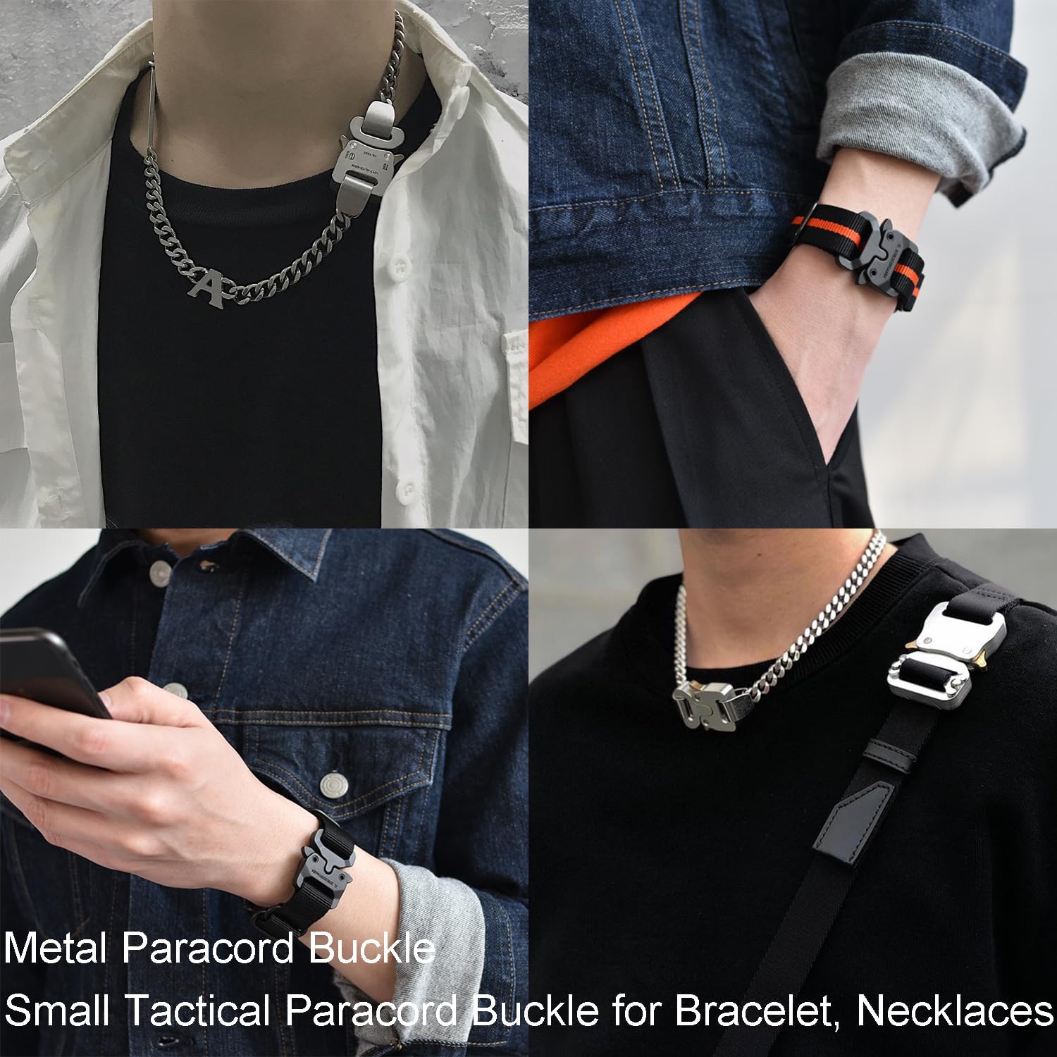 CooBigo 1/2" Paracord Bracelet Buckle Clip, 2 PCS Metal Paracord Clasps Accessories for Bracelets Pet Collar Hardware Tactical Buckle Backpack Keychain Parachute 550 Rope