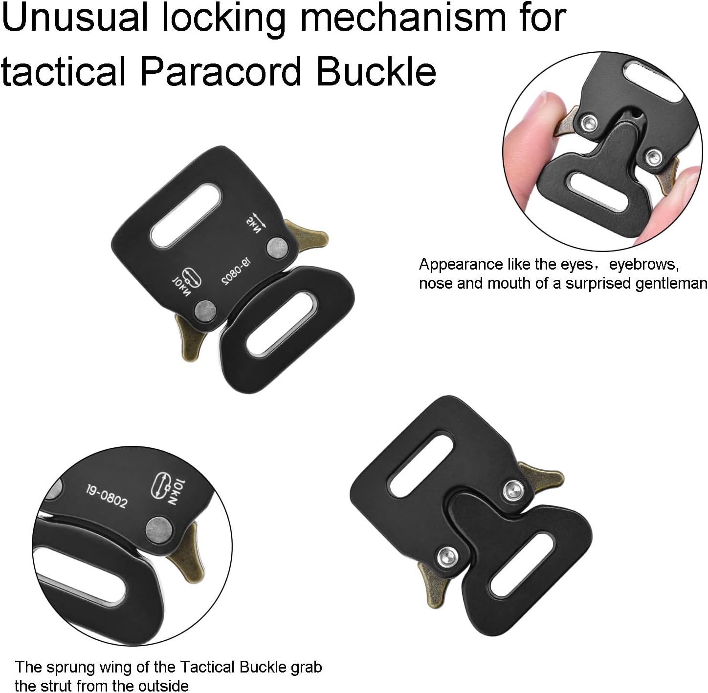 CooBigo 1/2" Paracord Bracelet Buckle Clip, 2 PCS Metal Paracord Clasps Accessories for Bracelets Pet Collar Hardware Tactical Buckle Backpack Keychain Parachute 550 Rope